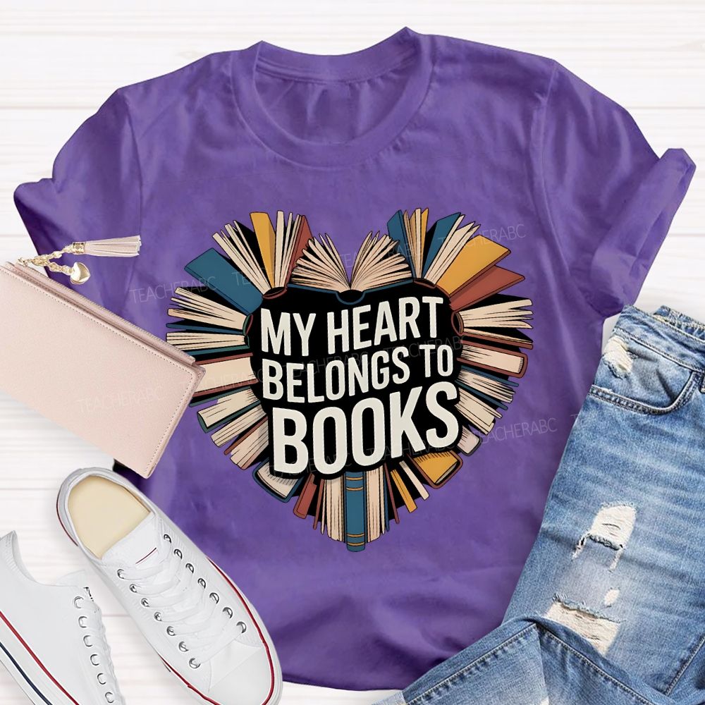 My Heart Belongs To Books Teacher T-shirt