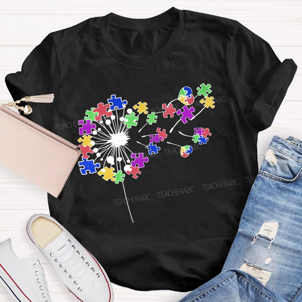 Autism Dandelion Puzzle  Teacher T-shirt