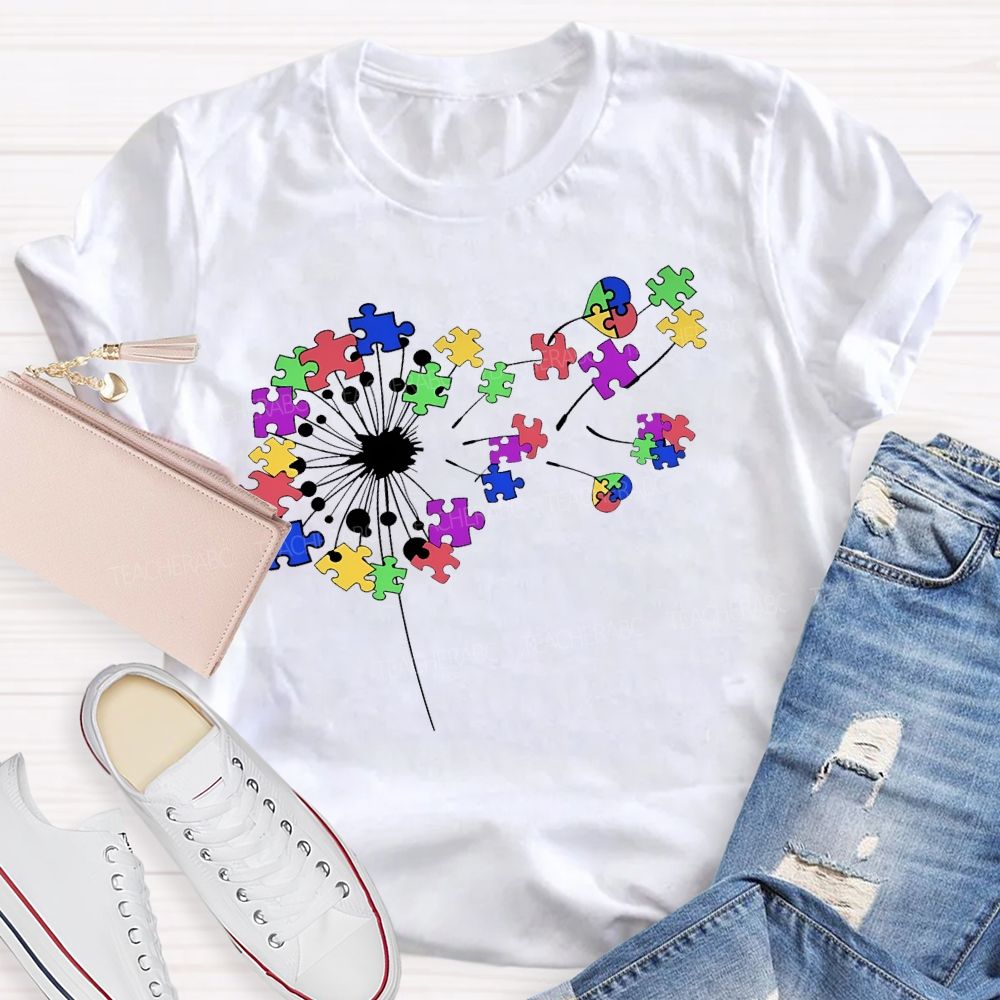 Autism Dandelion Puzzle  Teacher T-shirt