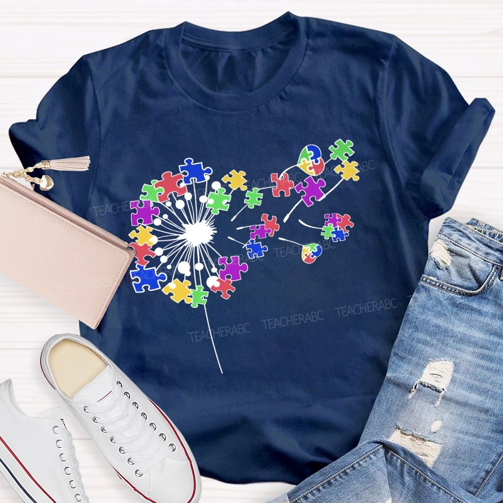 Autism Dandelion Puzzle  Teacher T-shirt