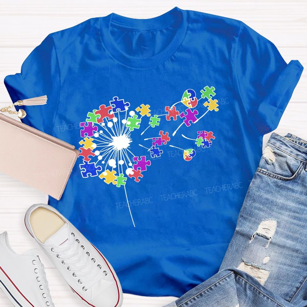 Autism Dandelion Puzzle  Teacher T-shirt
