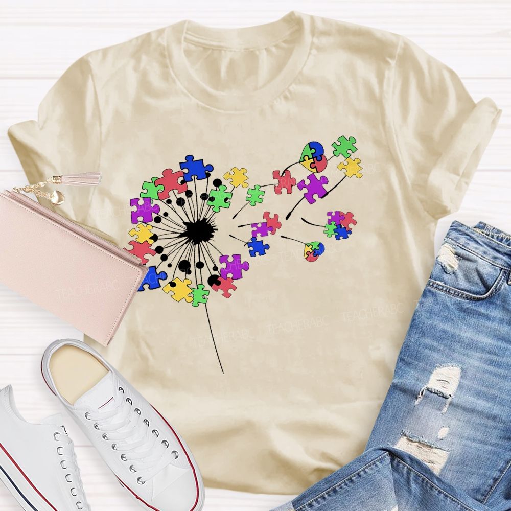 Autism Dandelion Puzzle  Teacher T-shirt