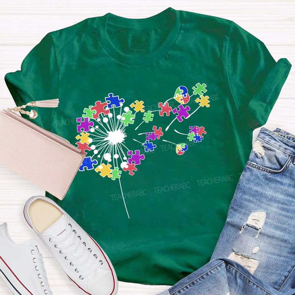 Autism Dandelion Puzzle  Teacher T-shirt