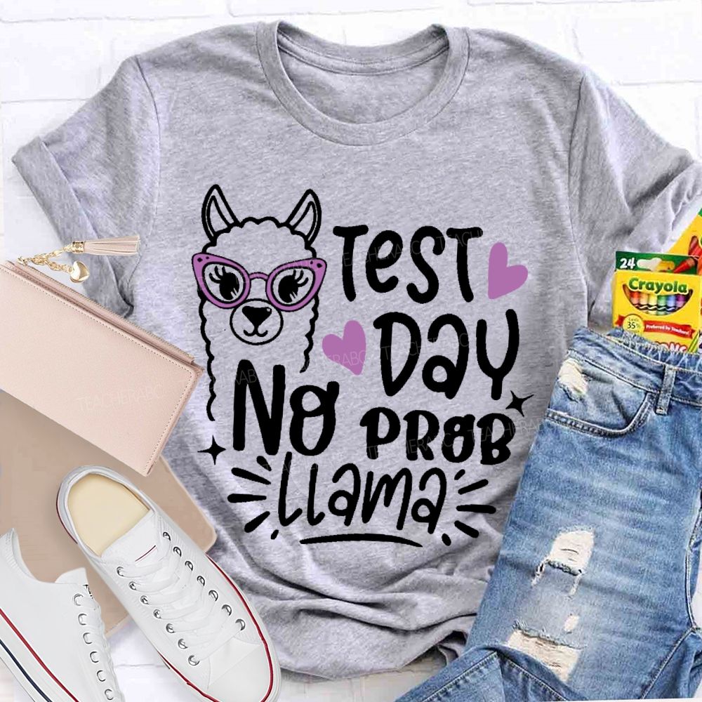 Testing Test Day No Prob Llama Graphics Teacher T-shirt