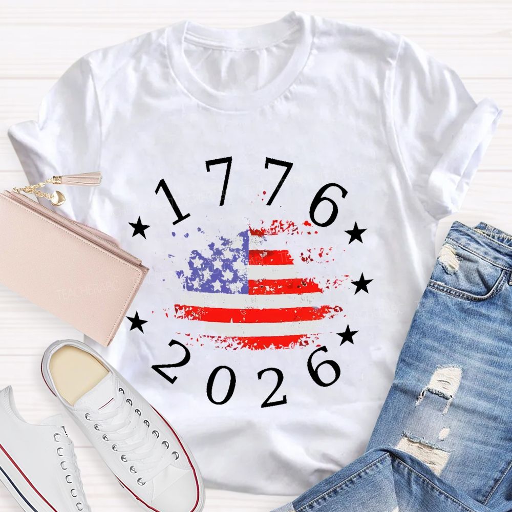 1776-2026 Flag  Teacher T-shirt