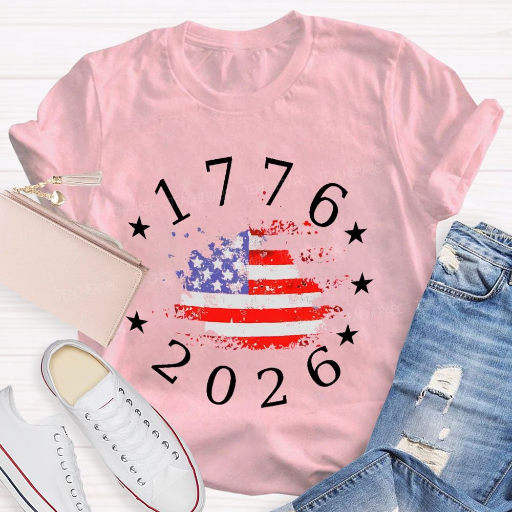 1776-2026 Flag  Teacher T-shirt