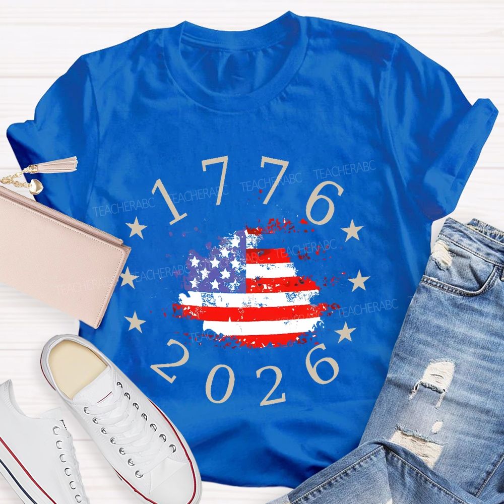 1776-2026 Flag  Teacher T-shirt