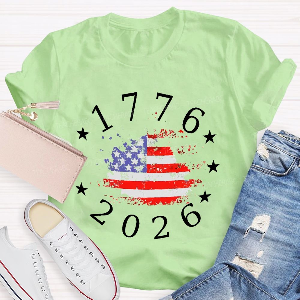 1776-2026 Flag  Teacher T-shirt