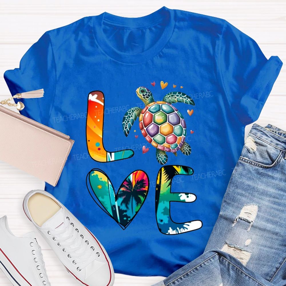 Love Turtles Protect Our Oceans Teacher T-shirt