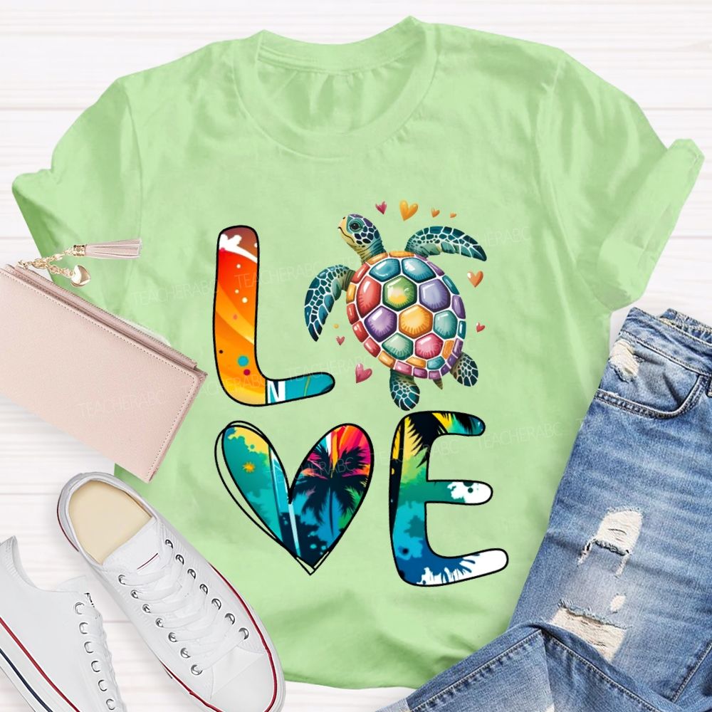 Love Turtles Protect Our Oceans Teacher T-shirt