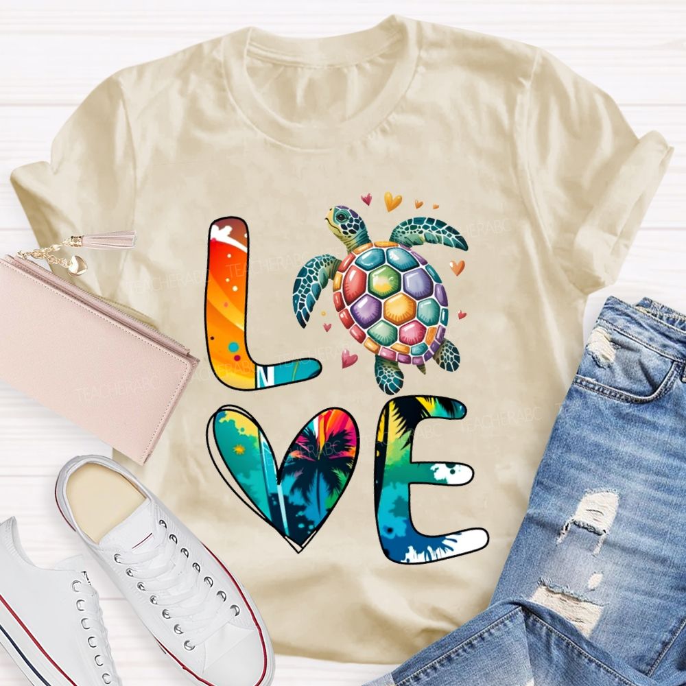 Love Turtles Protect Our Oceans Teacher T-shirt