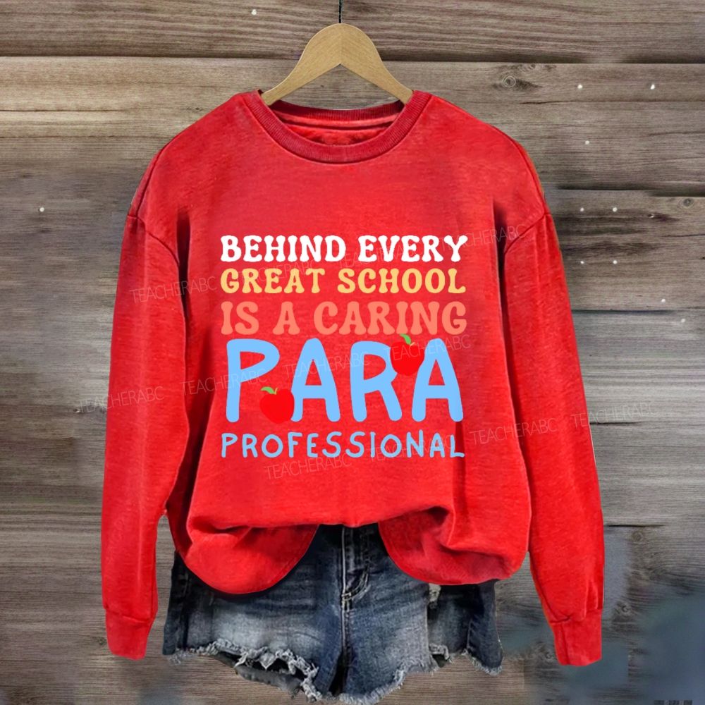 Behind Every Great School Is A Caring Para Professional Teacher Sweatshirt