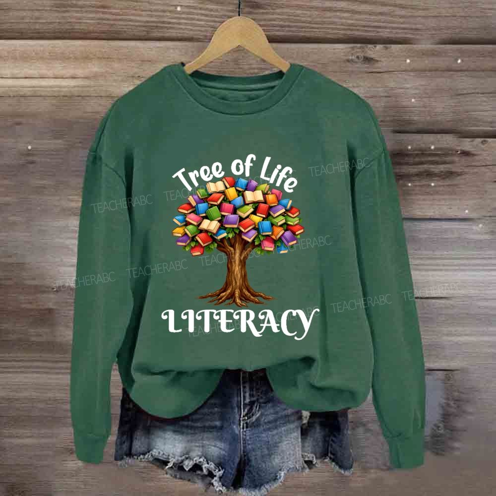 Tree Of Life Literacy Teacher Sweatshirt