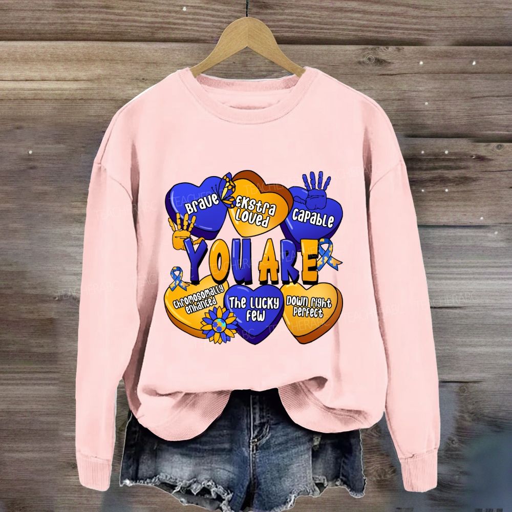 You Are Brave Capable The Lucky Few  Blue Yellow Heart Sweatshirt