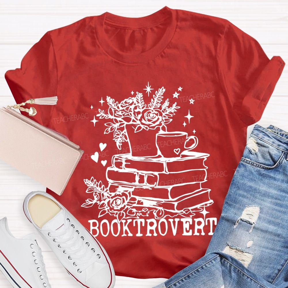 Booktrovert Coffee Illustration And Reading Teacher T-shirt