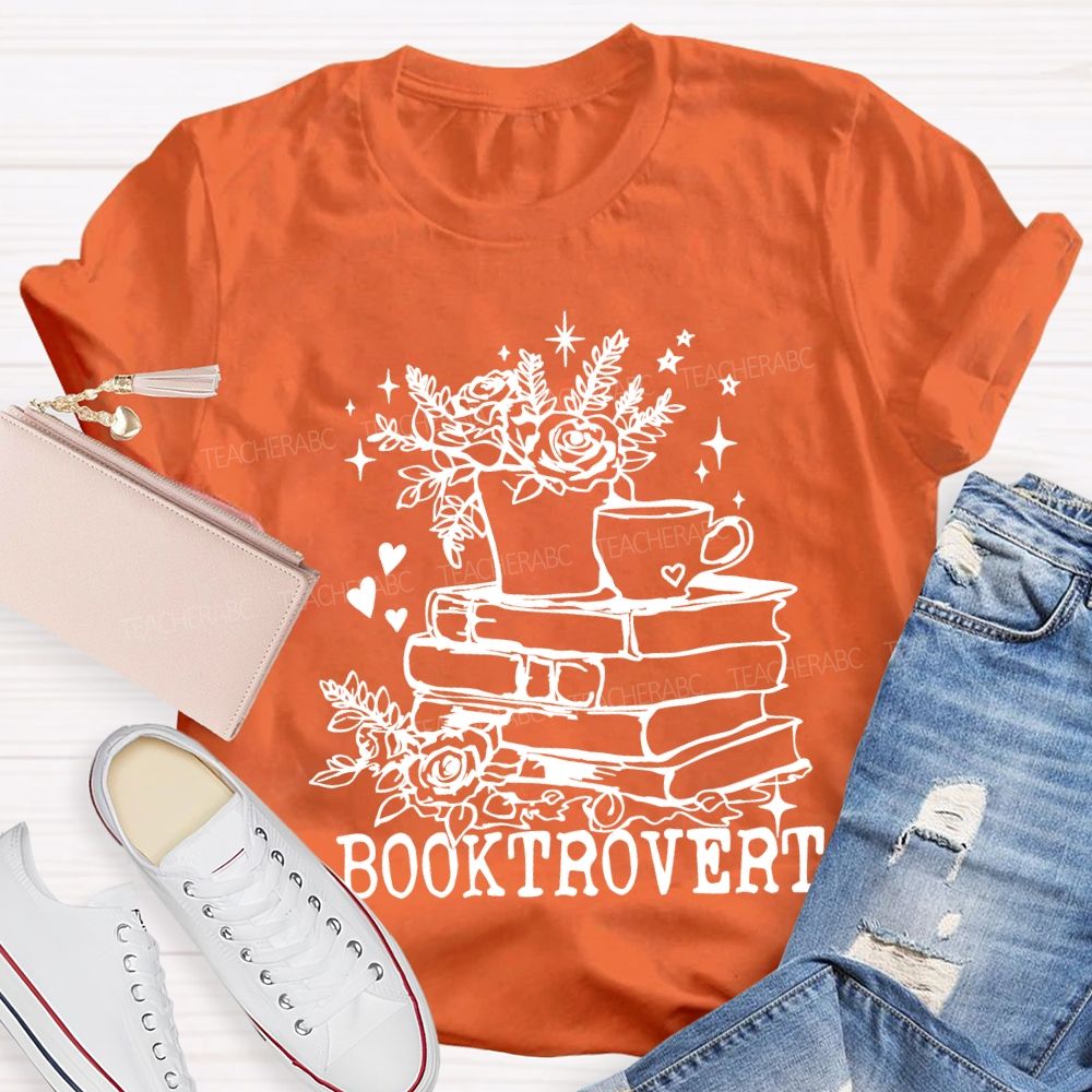 Booktrovert Coffee Illustration And Reading Teacher T-shirt
