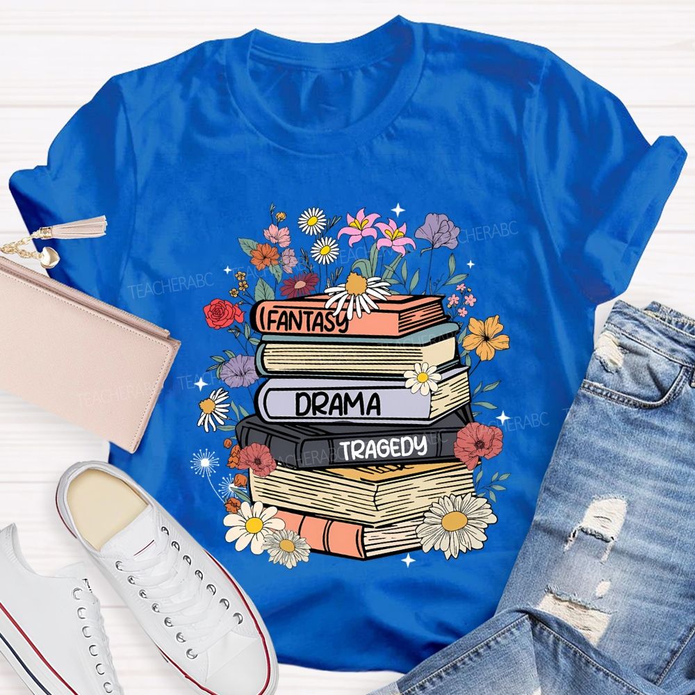 Fantasy Drama Tragedy Colored Books Teacher T-shirt