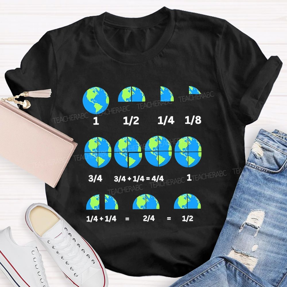 Earth Day Math Fractions Nerd Teacher T-shirt