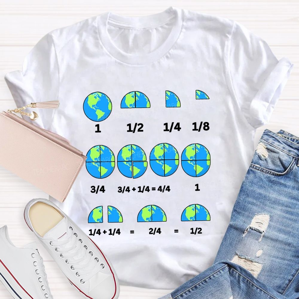 Earth Day Math Fractions Nerd Teacher T-shirt