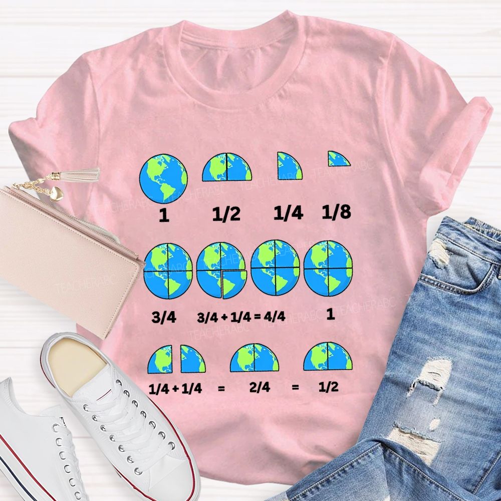 Earth Day Math Fractions Nerd Teacher T-shirt