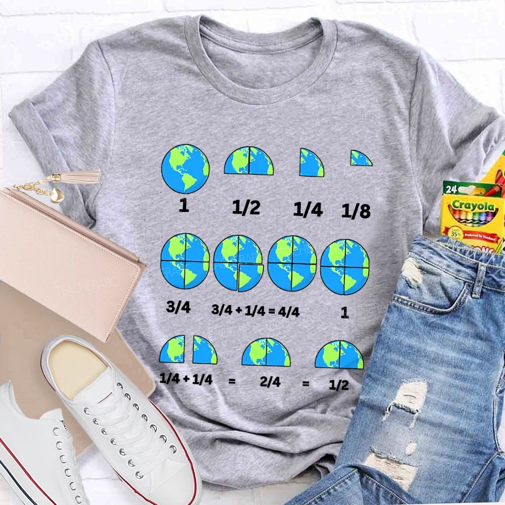 Earth Day Math Fractions Nerd Teacher T-shirt
