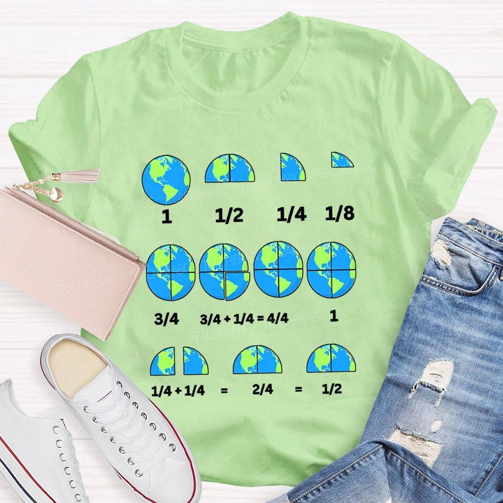 Earth Day Math Fractions Nerd Teacher T-shirt