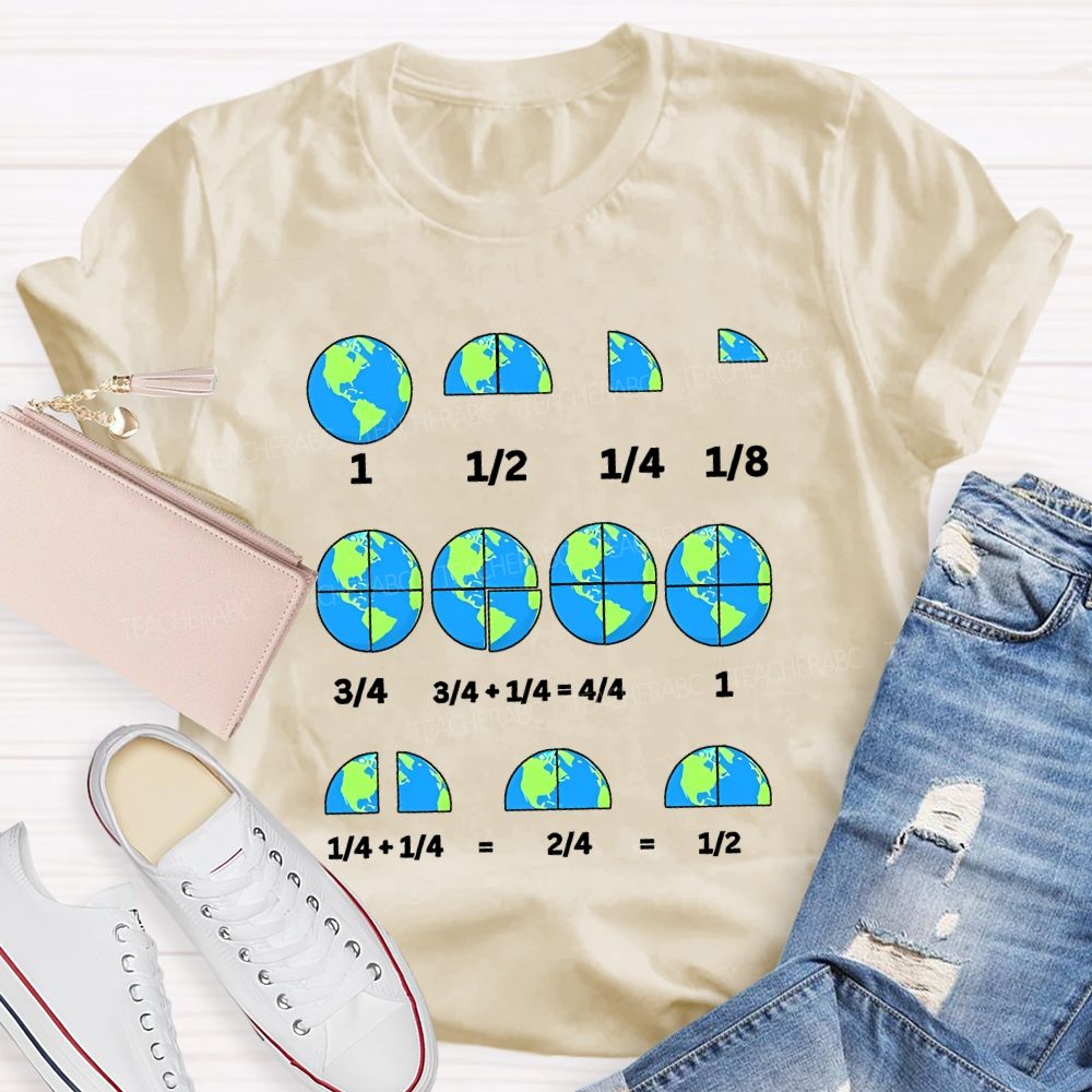 Earth Day Math Fractions Nerd Teacher T-shirt