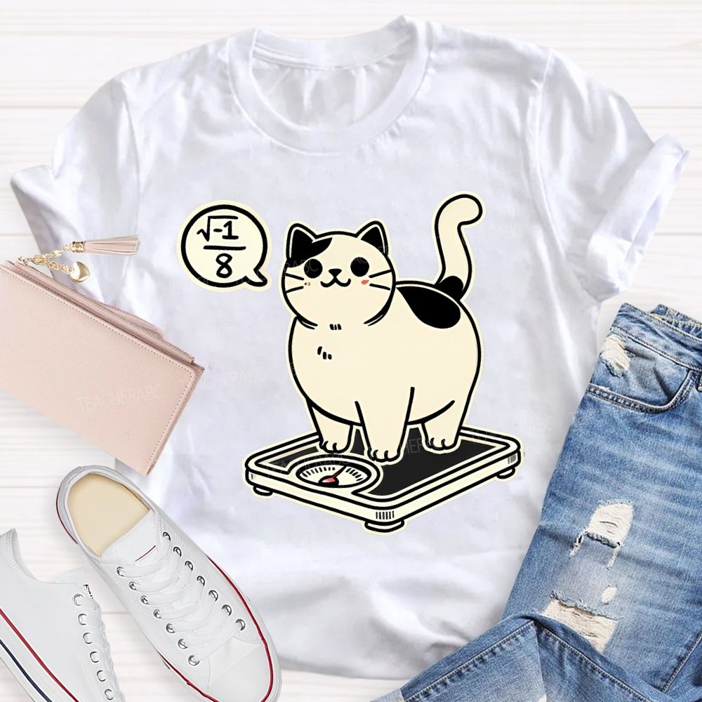 Math Cat Weighing Scale Teacher T-shirt