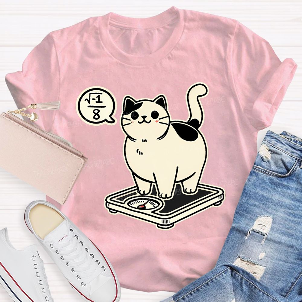 Math Cat Weighing Scale Teacher T-shirt