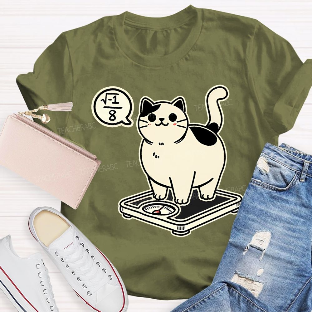 Math Cat Weighing Scale Teacher T-shirt