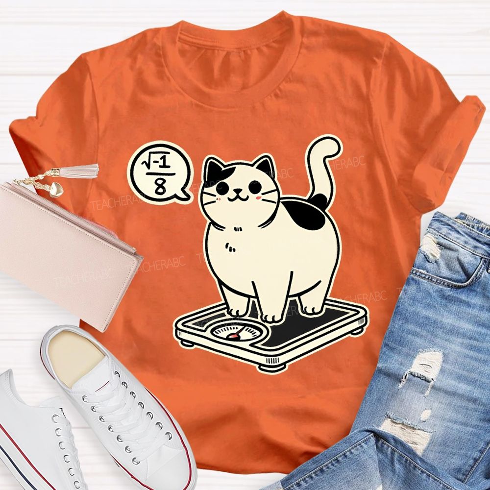 Math Cat Weighing Scale Teacher T-shirt