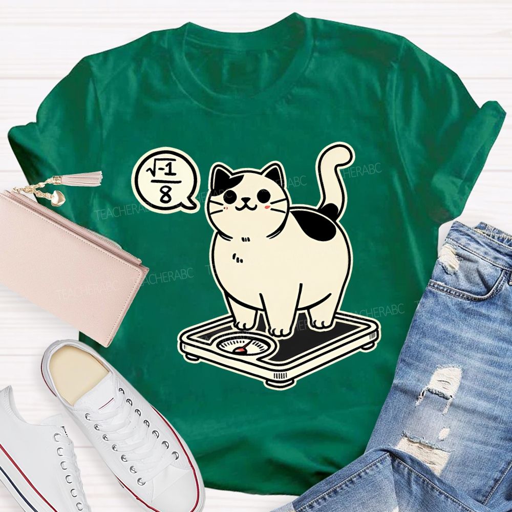 Math Cat Weighing Scale Teacher T-shirt