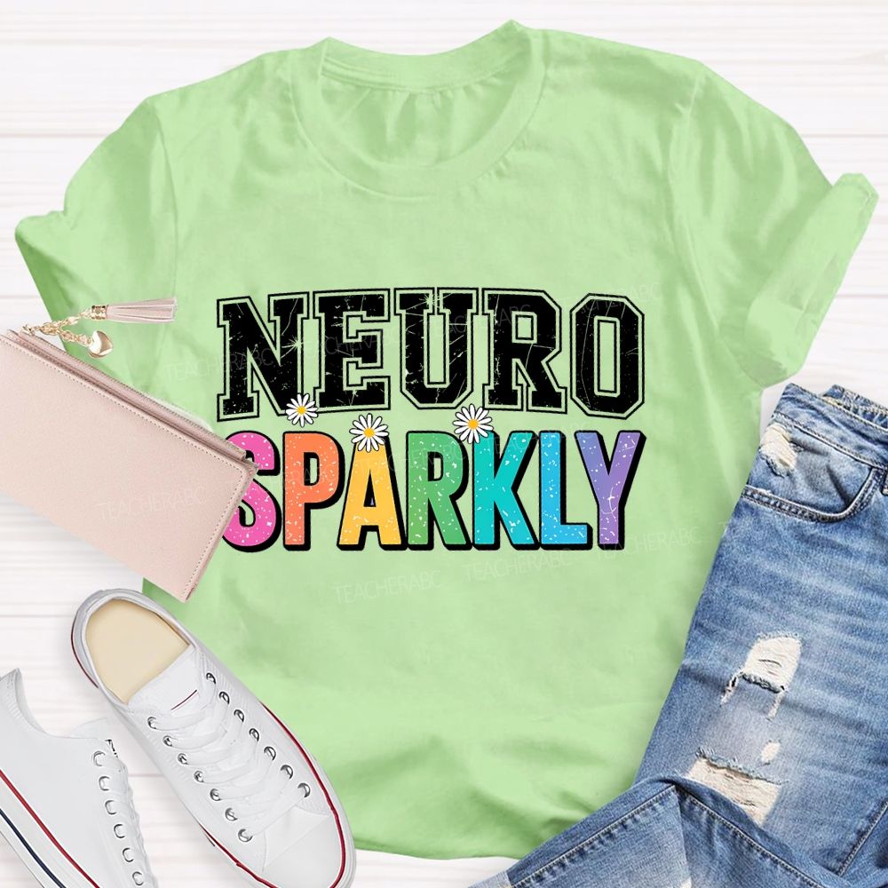 Neuro Sparkly Colorful Letters  Teacher T-shirt