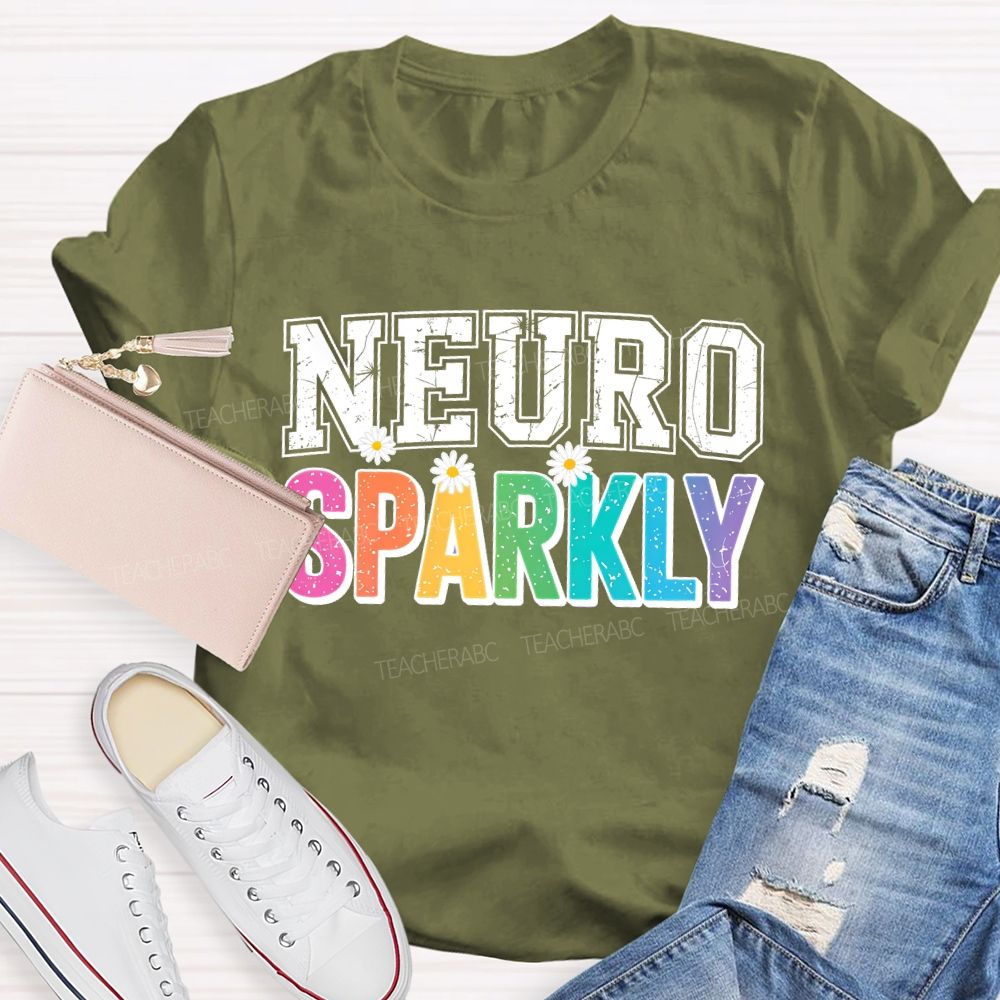 Neuro Sparkly Colorful Letters  Teacher T-shirt