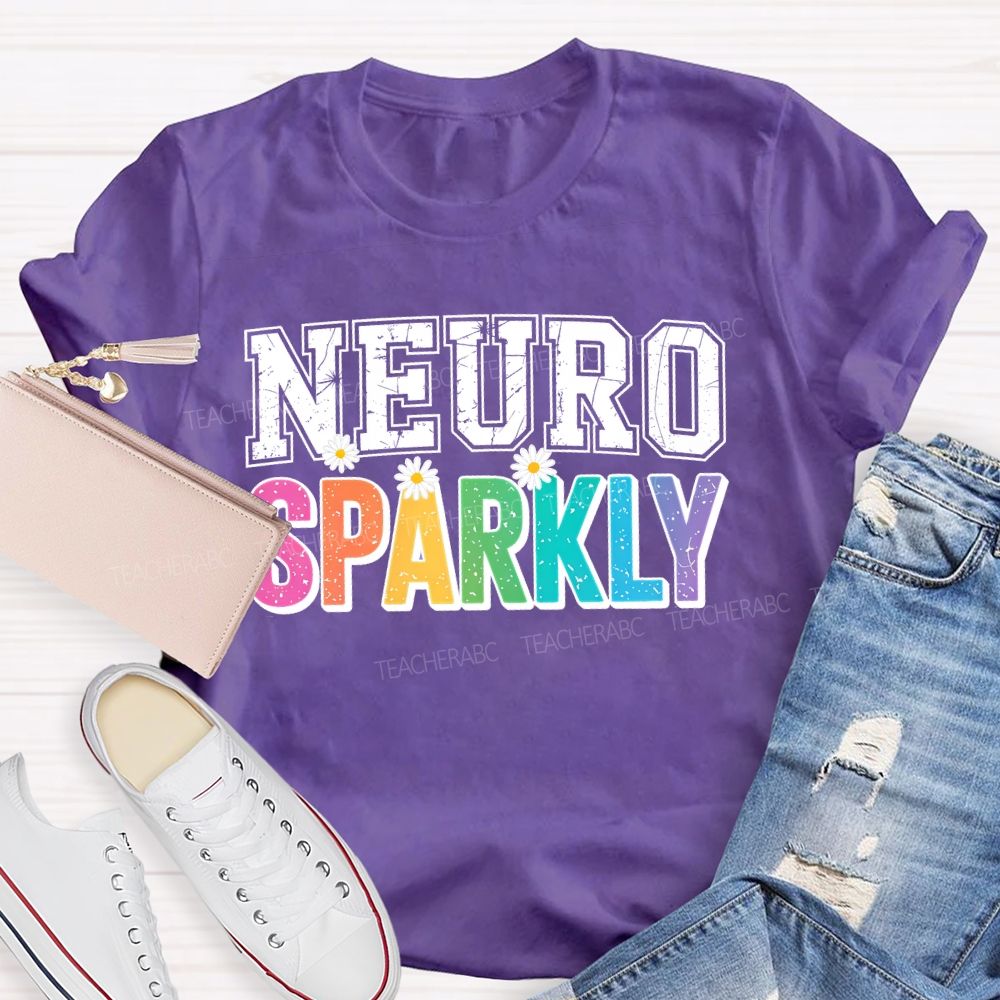 Neuro Sparkly Colorful Letters  Teacher T-shirt