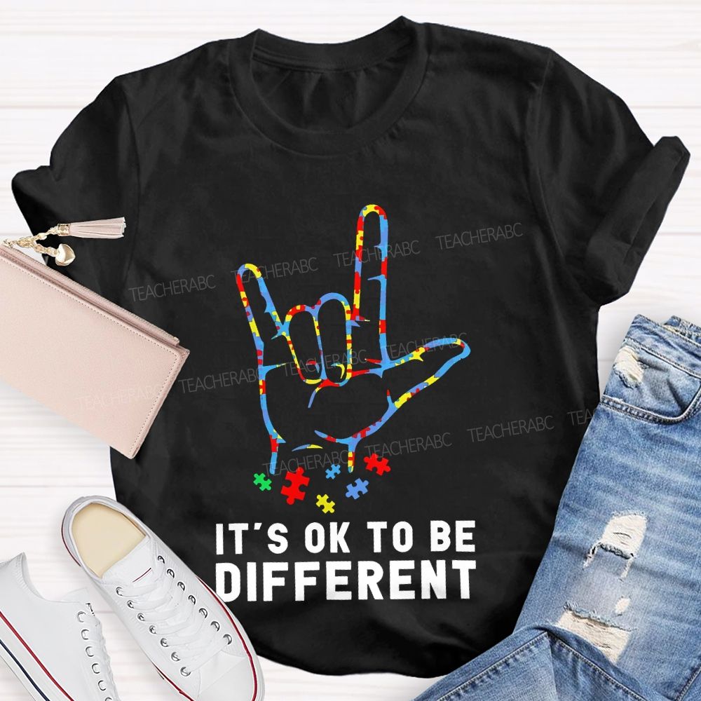 It's Ok To Be Different Gestures Puzzle  Teacher T-shirt