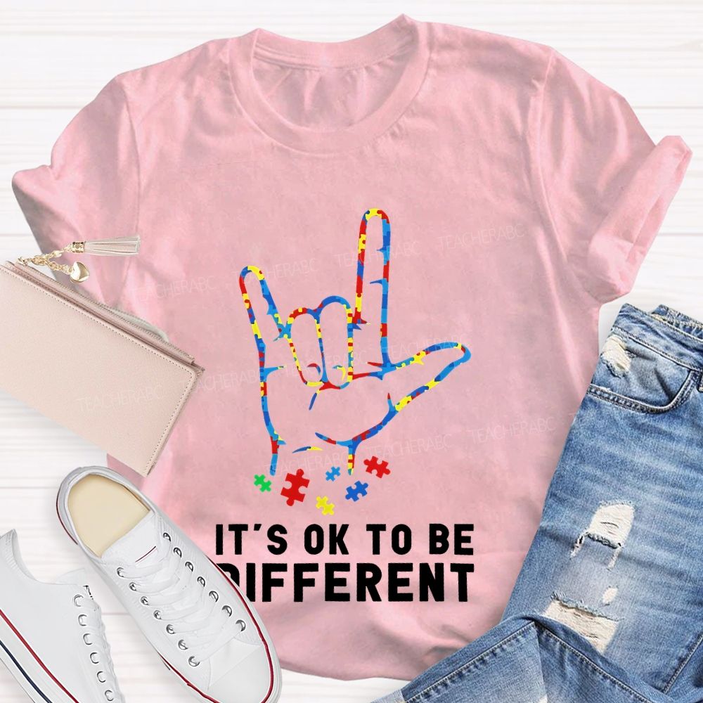 It's Ok To Be Different Gestures Puzzle  Teacher T-shirt