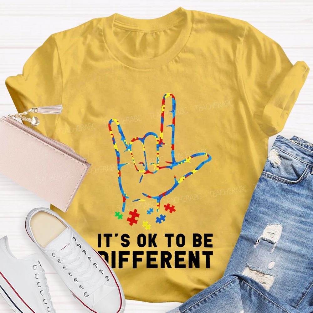 It's Ok To Be Different Gestures Puzzle  Teacher T-shirt