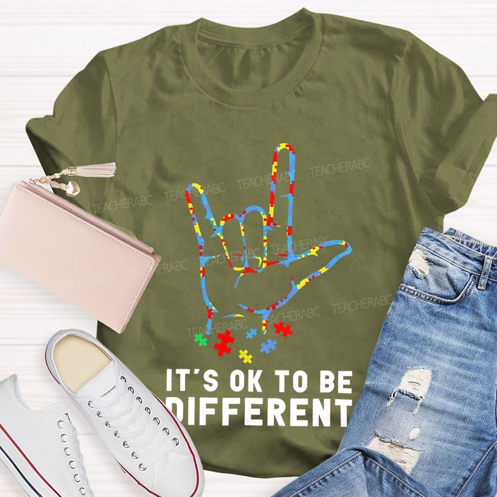 It's Ok To Be Different Gestures Puzzle  Teacher T-shirt