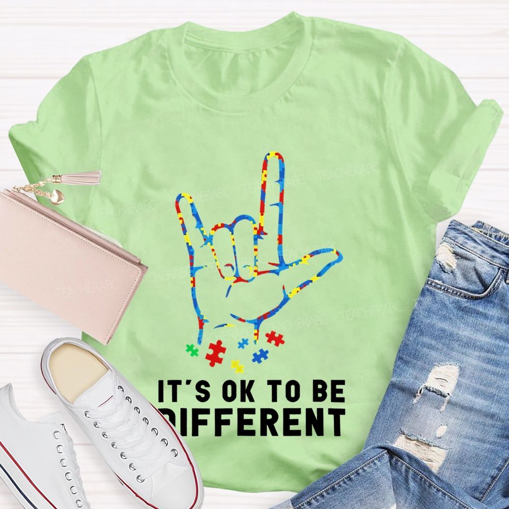 It's Ok To Be Different Gestures Puzzle  Teacher T-shirt