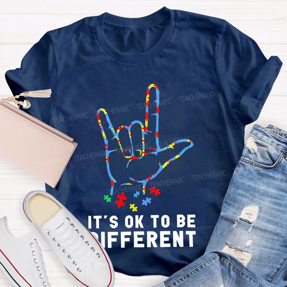 It's Ok To Be Different Gestures Puzzle  Teacher T-shirt