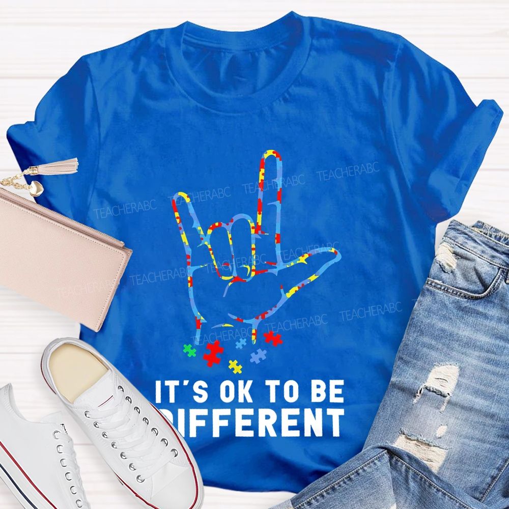 It's Ok To Be Different Gestures Puzzle  Teacher T-shirt