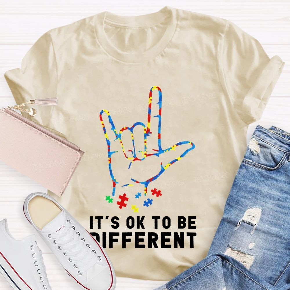 It's Ok To Be Different Gestures Puzzle  Teacher T-shirt