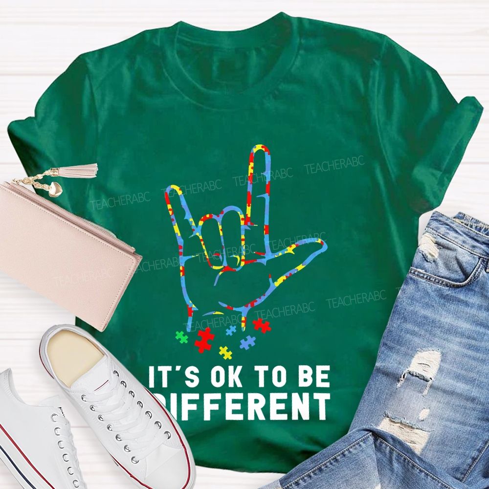 It's Ok To Be Different Gestures Puzzle  Teacher T-shirt