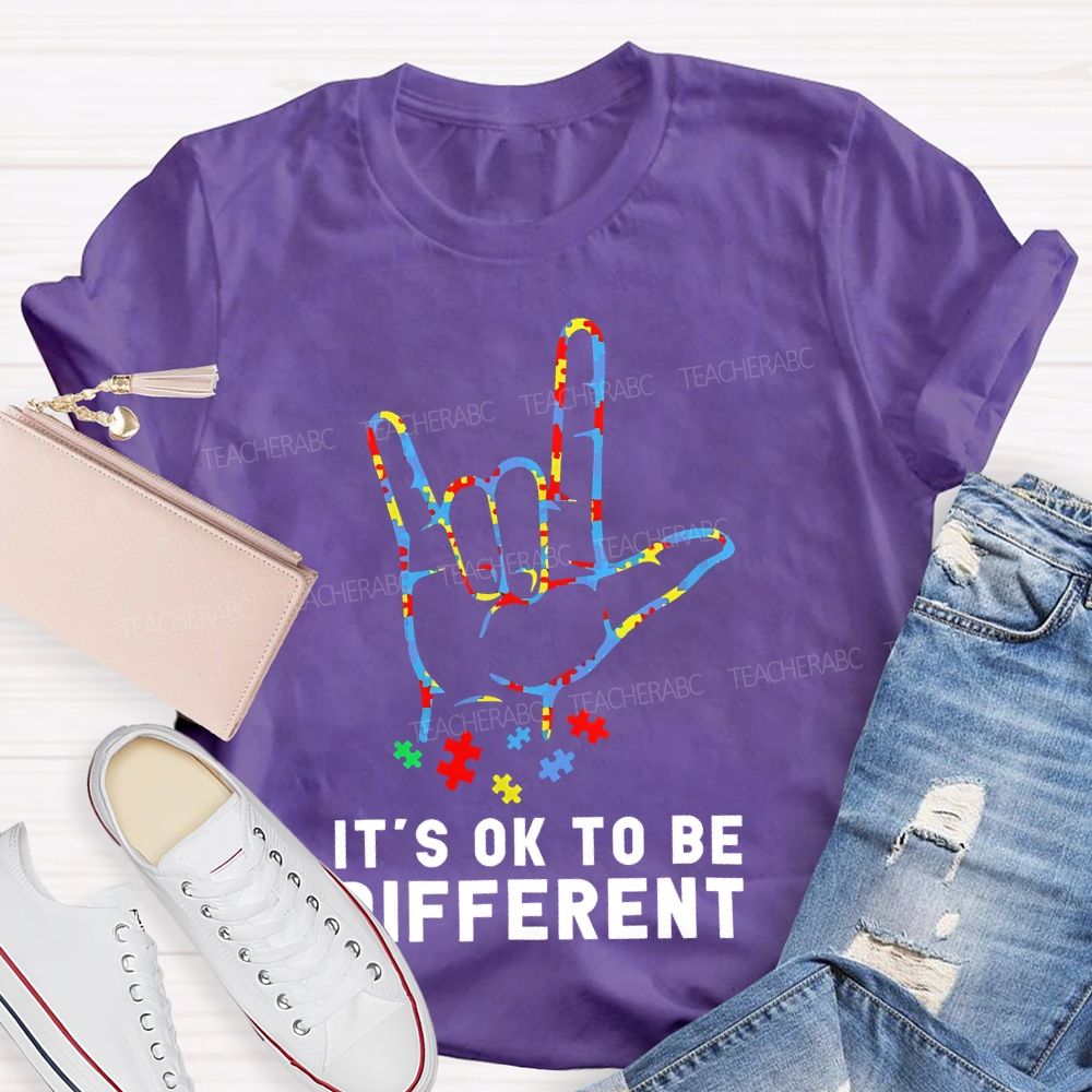 It's Ok To Be Different Gestures Puzzle  Teacher T-shirt