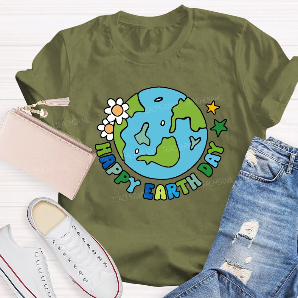 Happy Earth Day Protect The Environment Teacher T-shirt