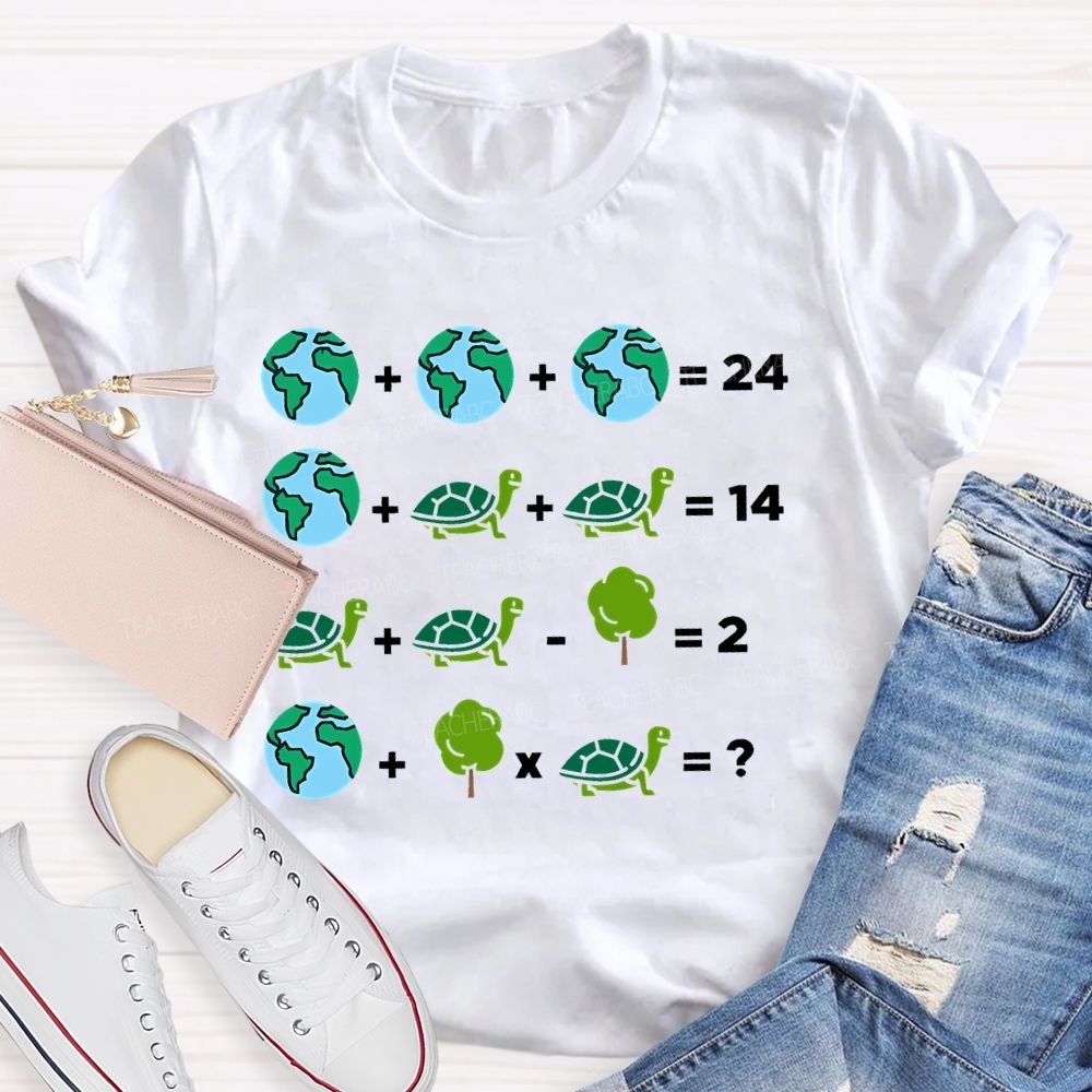 Earth Day Sea Turtle Graphic  Teacher T-shirt