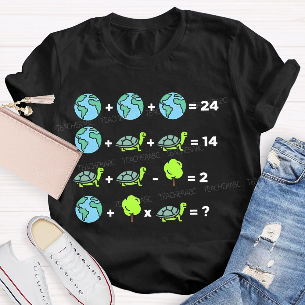 Earth Day Sea Turtle Graphic  Teacher T-shirt