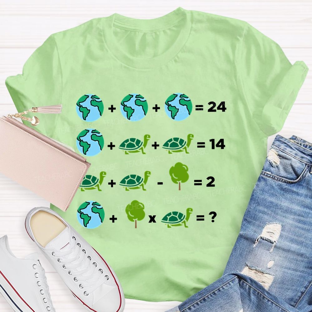 Earth Day Sea Turtle Graphic  Teacher T-shirt