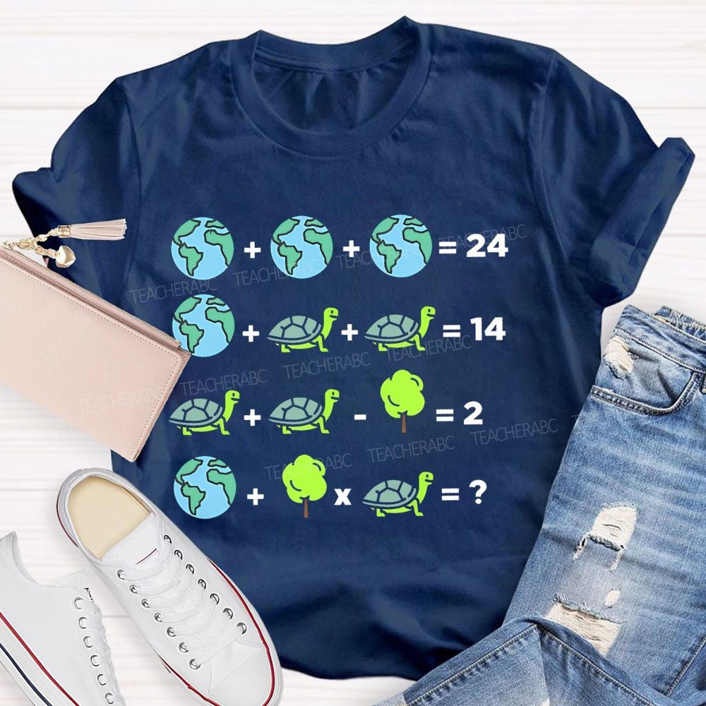 Earth Day Sea Turtle Graphic  Teacher T-shirt